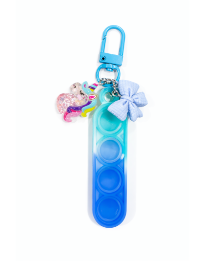 Teal &amp; Blue Silicone Mini Pop Fidget With Bow &amp; Adorable Glittery Unicorn Keychain Sensory Toy Raise Awareness Support Rare Chronic &amp; Invisible Illness