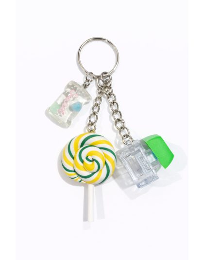 Green Audible Keyboard Clicker Green &amp; Yellow Swirl Lollipop Charm Fidget Sensory Toy Raise Awareness Support Rare Chronic &amp; Invisible Illness
