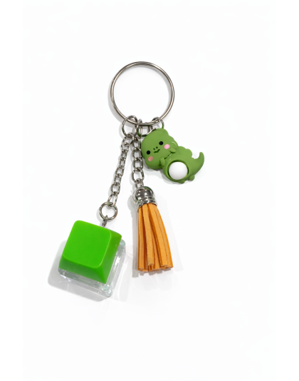 Green Audible Keyboard Clicker Green Dino &amp; Orange Tassel Fidget Sensory Toy Raise Awareness Support Rare Chronic &amp; Invisible Illness