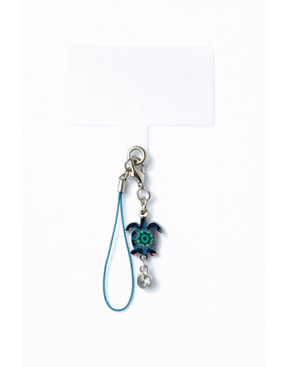 Blue Teal Green Turtle With Clear Charm Handmade Phone Lanyard &amp; Charm Accessory Chronic Rare Invisible Illness Awareness &amp; Support
