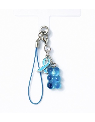 Handmade Blue Gummy Bear &amp; Ribbon Handmade Phone Lanyard &amp; Charm Accessory Chronic Rare Invisible Illness Awareness &amp; Support