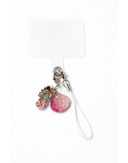 Rainbow Flip Flop &amp; Pink Shell Charm Handmade Phone Lanyard &amp; Charm Accessory Chronic Rare Invisible Illness Awareness &amp; Support