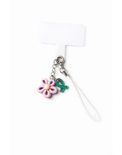 Purple Flower &amp; Teal Ribbon Charm Handmade Phone Lanyard &amp; Charm Accessory Chronic Rare Invisible Illness Awareness &amp; Support