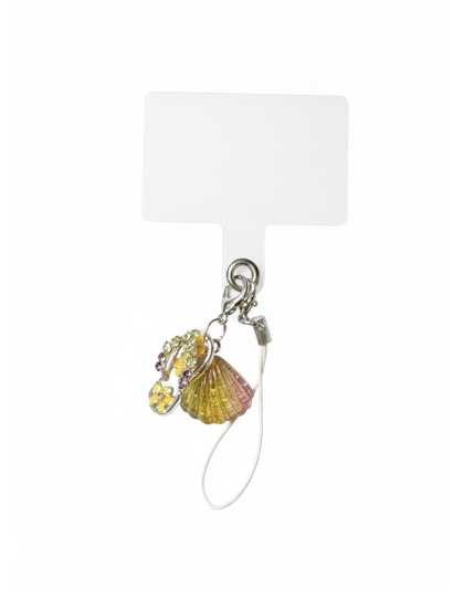 Yellow Pink Shell &amp; Flip Flop Handmade Phone Lanyard &amp; Charm Accessory Chronic Rare Invisible Illness Awareness &amp; Support