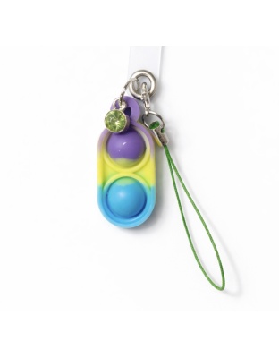 Purple Yellow Blue Snap Fidget With Green Charm Handmade Phone Lanyard &amp; Charm Accessory Chronic Rare Invisible Illness Awareness &amp; Support
