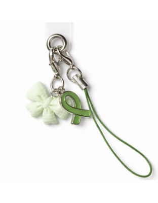 Green Ribbon &amp; Bow Astronaut Charm Handmade Phone Lanyard &amp; Charm Accessory Chronic Rare Invisible Illness Awareness &amp; Support