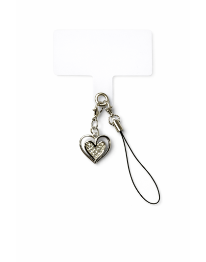 Silver Heart Charm Handmade Phone Lanyard &amp; Charm Accessory Chronic Rare Invisible Illness Awareness &amp; Support