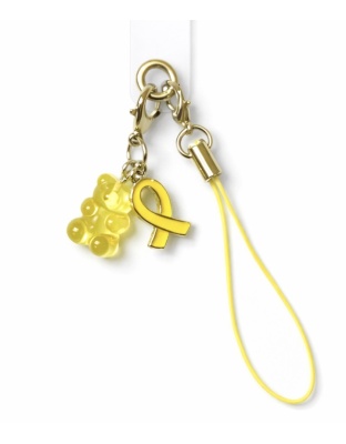Yellow Ribbon and Gummy Bear Charm Handmade Phone Lanyard &amp; Charm Accessory Chronic Rare Invisible Illness Awareness &amp; Support
