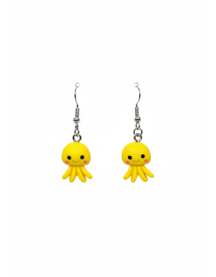 Handmade Pink Octopus Dangling Earrings Gold Supporting Awareness for Chronic Rare and Invisible Illnesses