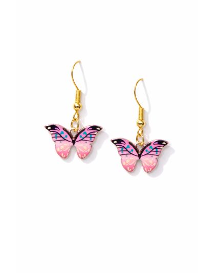 Handmade Pink Butterfly Dangling Earrings Supporting Awareness for Chronic Rare and Invisible Illnesses