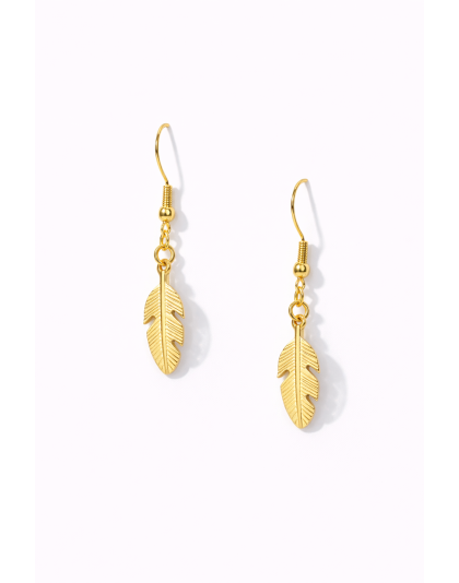 Handmade Gold Feather Dangling Earrings Supporting Awareness for Chronic Rare and Invisible Illnesses