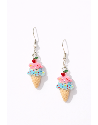 Handmade Pink Blue Ice Cream Cone Dangling Earrings Supporting Awareness for Chronic Rare and Invisible Illnesses