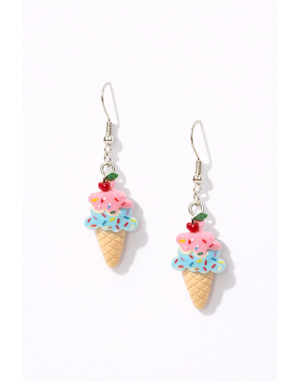 Handmade Pink Blue Ice Cream Cone Dangling Earrings Supporting Awareness for Chronic Rare and Invisible Illnesses