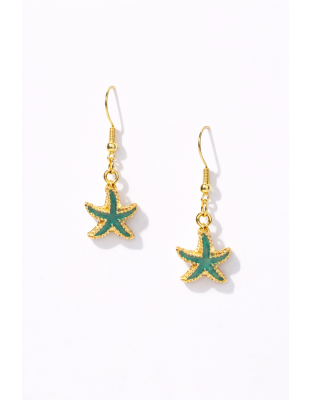 Handmade Green Starfish Dangling Earrings Supporting Awareness for Chronic Rare and Invisible Illnesses