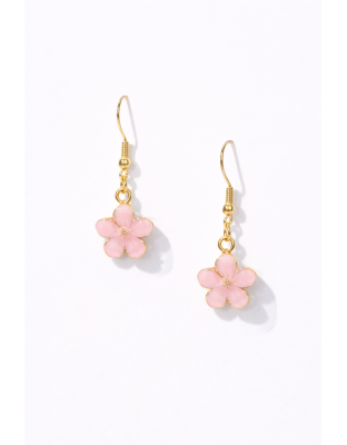 Handmade Pink Flower Dangling Earrings Supporting Awareness for Chronic Rare and Invisible Illnesses