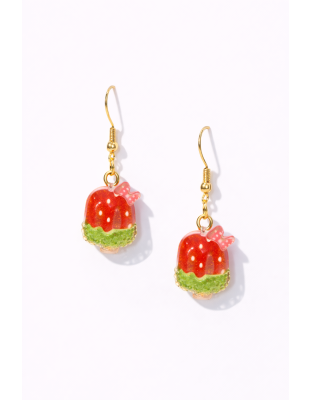 Handmade Red Strawberry Popsicle Dangling Earrings Supporting Awareness for Chronic Rare and Invisible Illnesses