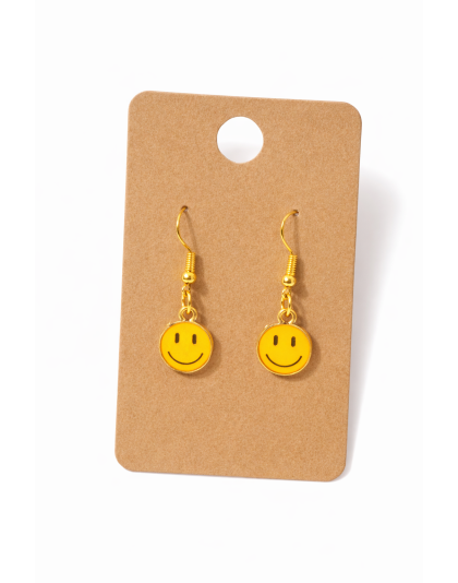 Handmade Yellow Smiley Face Dangling Earrings Supporting Awareness for Chronic Rare and Invisible Illnesses