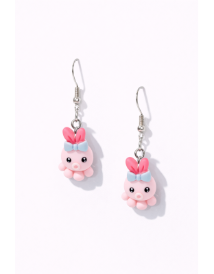 Handmade Cute Light Pink Octopus Dangling Earrings Supporting Awareness for Chronic Rare and Invisible Illnesses