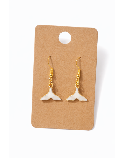 Handmade White Cream Dolphin Tail Dangling Earrings Supporting Awareness for Chronic Rare and Invisible Illnesses