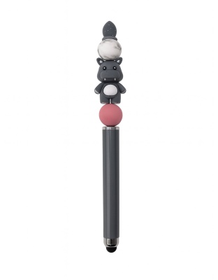 Handmade Gray Pink Hippo Stylus Cute, Fun &amp; Full of Heart Support &amp; Awareness Rare Chronic Illness
