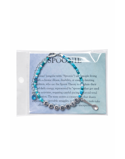 Teal Spoonie Bracelet with Spoon Charm – Chronic Illness &amp; Rare and Invisible Disabilities Awareness Jewelry
