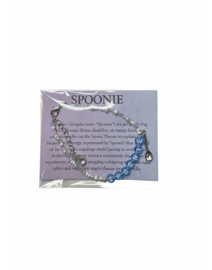 Light Blue Gray Spoonie Bracelet with Spoon Charm – Chronic Illness &amp; Rare and Invisible Disabilities Awareness Jewelry