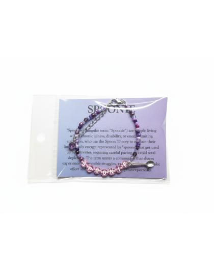 Pink &amp; Purple Spoonie Bracelet with Spoon Charm – Chronic Illness &amp; Rare and Invisible Disabilities Awareness Jewelry