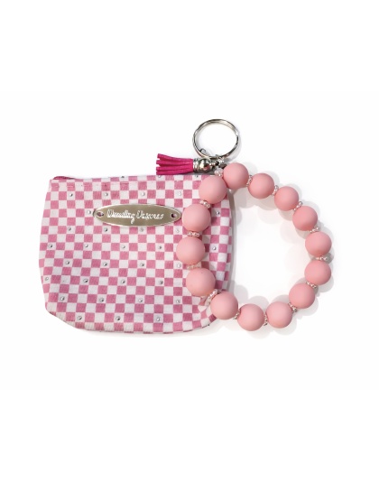 Pink Beaded Wristlet Pouch Support Awareness Chronic and Rare Diseases