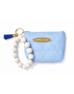 Blue White Gold Beaded Wristlet Pouch Support Awareness Chronic and Rare Diseases