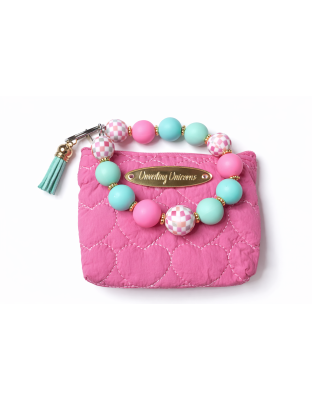 Pink Teal Gold Beaded Wristlet Pouch Support Awareness Chronic and Rare Diseases